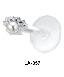 Shell Shape with White Pearl Silver Labrets LA-857